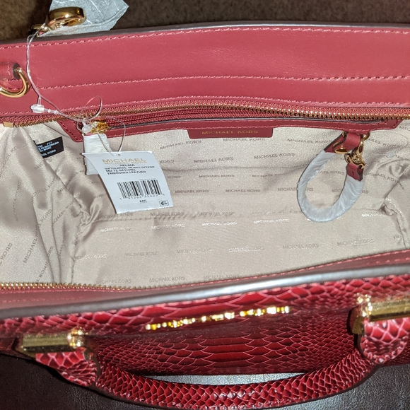 Michael Kors Selma Snakeskin Embossed Satchel - Picture 7 of 8